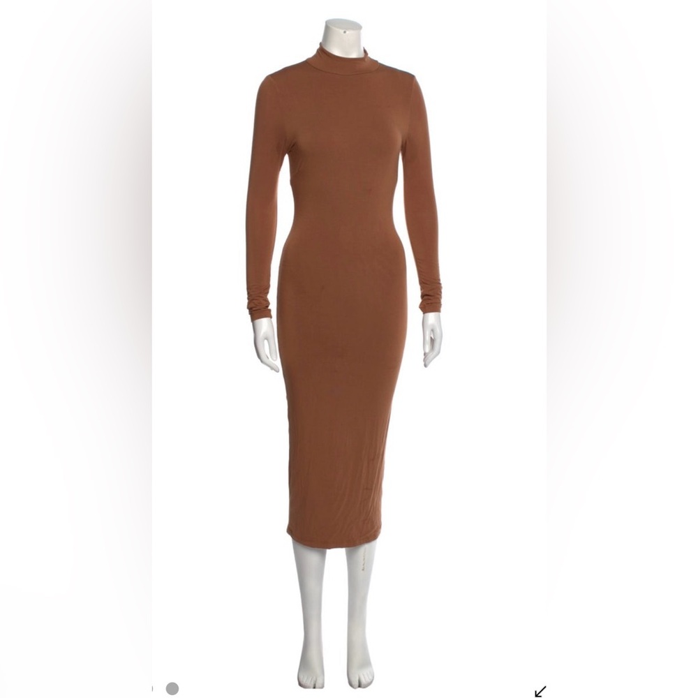 NWT JLuxLabel Turtleneck Midi Length Dress Brown Small